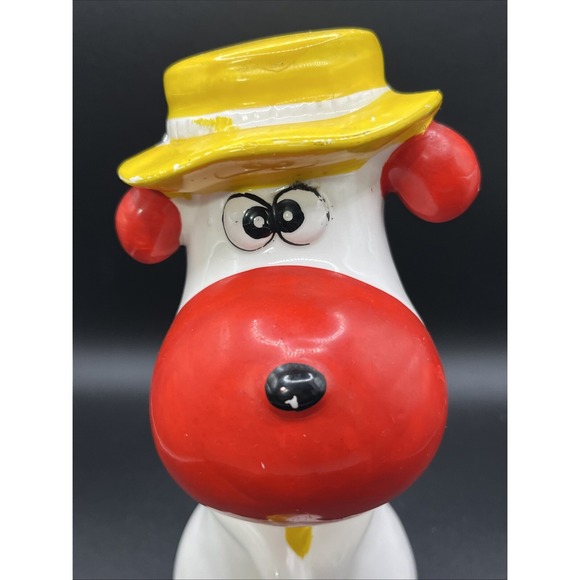 Droopy Dog Playing Golf Piggy Coin Bank 7" Japan Red Yellow Hat‎ Golf Ceramic - Picture 5 of 8